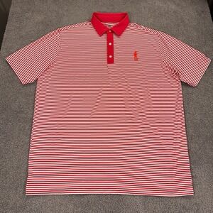 U Suck At Golf USAG Polo Shirt Mens 2XL XXL Red Striped Outdoor Performance July